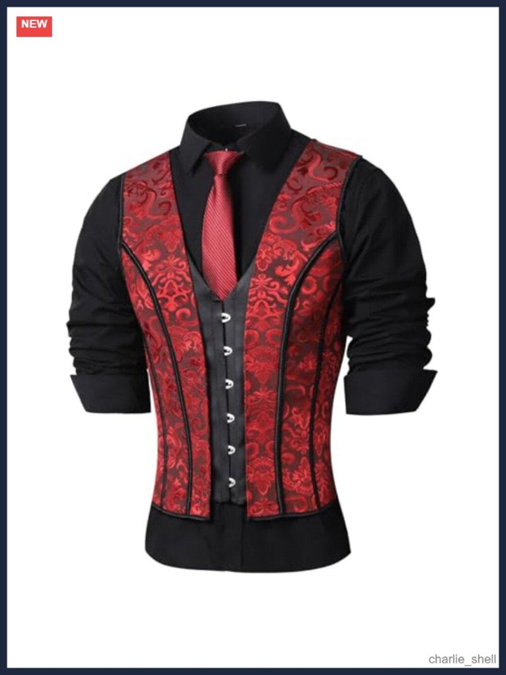 Men's Lace-Up Corset Vest Waist Trainer Waistcoat 8 Bones Slim Fit